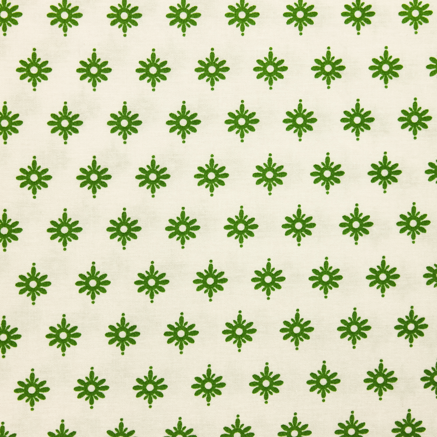 Katoen wit met groene bloemen